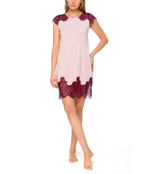 Camisón largo rosa ajustado de micromodal vista frontal
